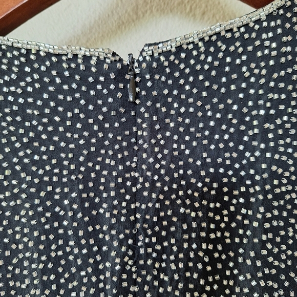 Vintage Cache 100% Silk Beaded Mini Dress. Womens size 4 - Picture 7 of 8